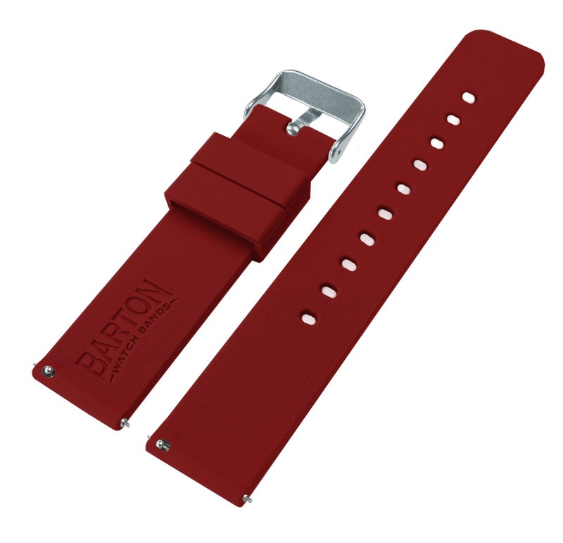 BARTON WATCH BANDS 20mm Crimson Red Soft Silicone Quick Release Straps - Image 3